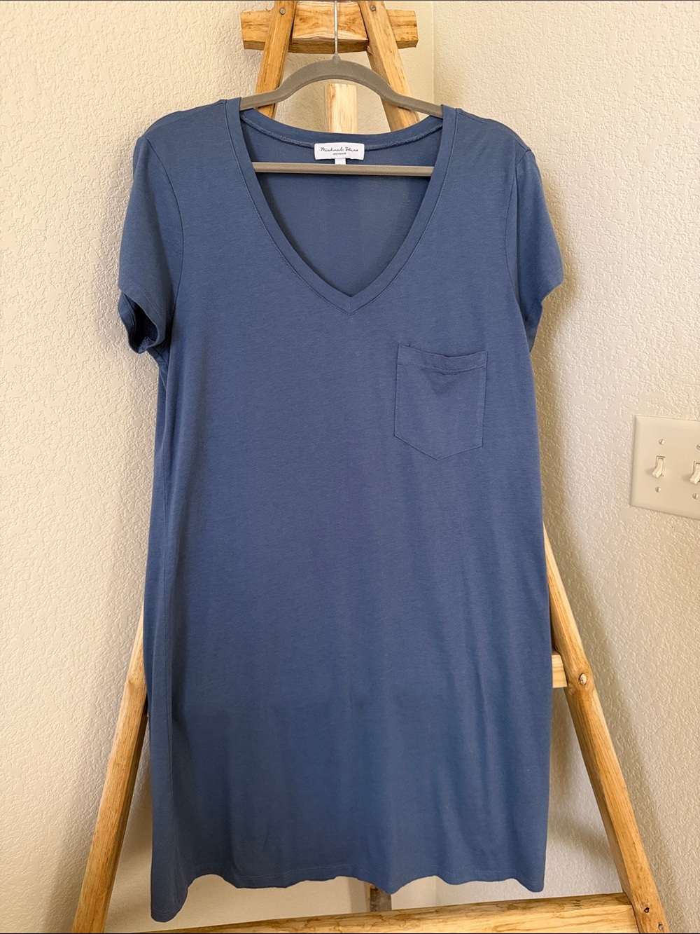 Michael Stars Navy V-Neck Short Sleeve Tee Dress